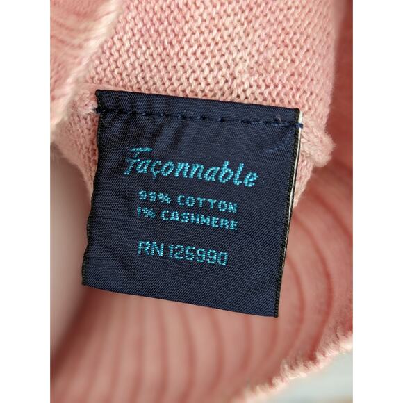 Faconnable Cardigan Sweater Cotton Cashmere Classic Preppy Pink Yellow Size S - Picture 8 of 11